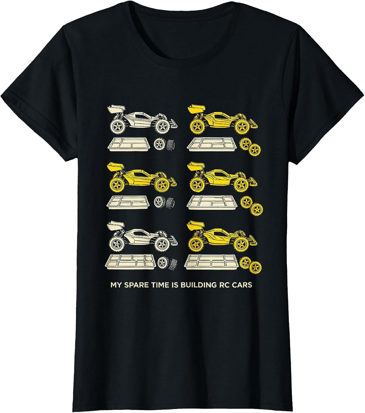 Women's My Spare Time Is Building RC Cars Funny Car Enthusiast T-Shirt - Black