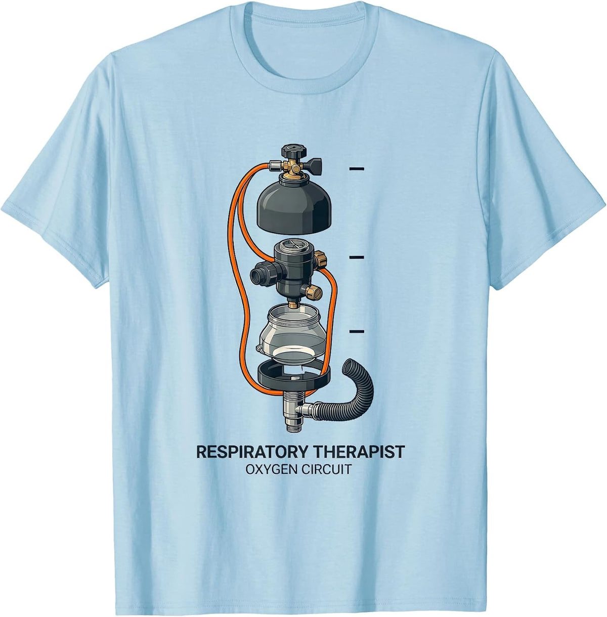 Men's Respiratory Therapist Oxygen Circuit Exploded View Medical T-Shirt - Baby Blue