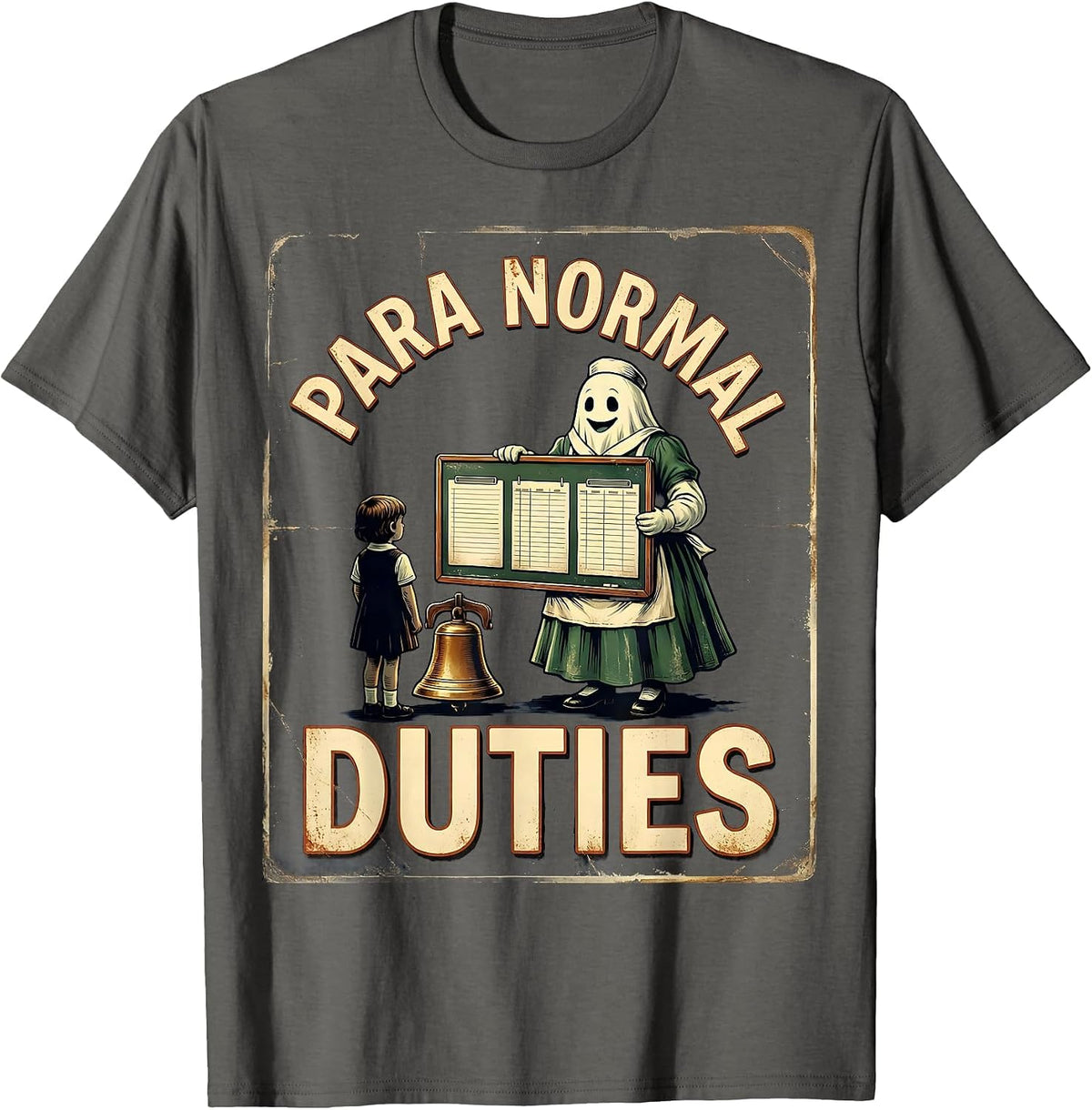 Para Normal Duties Vintage Ghost Paraprofessional Halloween T-Shirt - Asphalt Grey