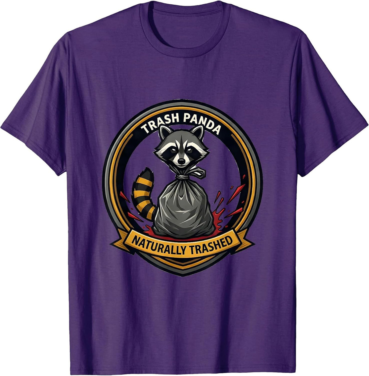 Men's Trash Panda Naturally Trashed Funny Raccoon Gag Gift T-Shirt - Purple