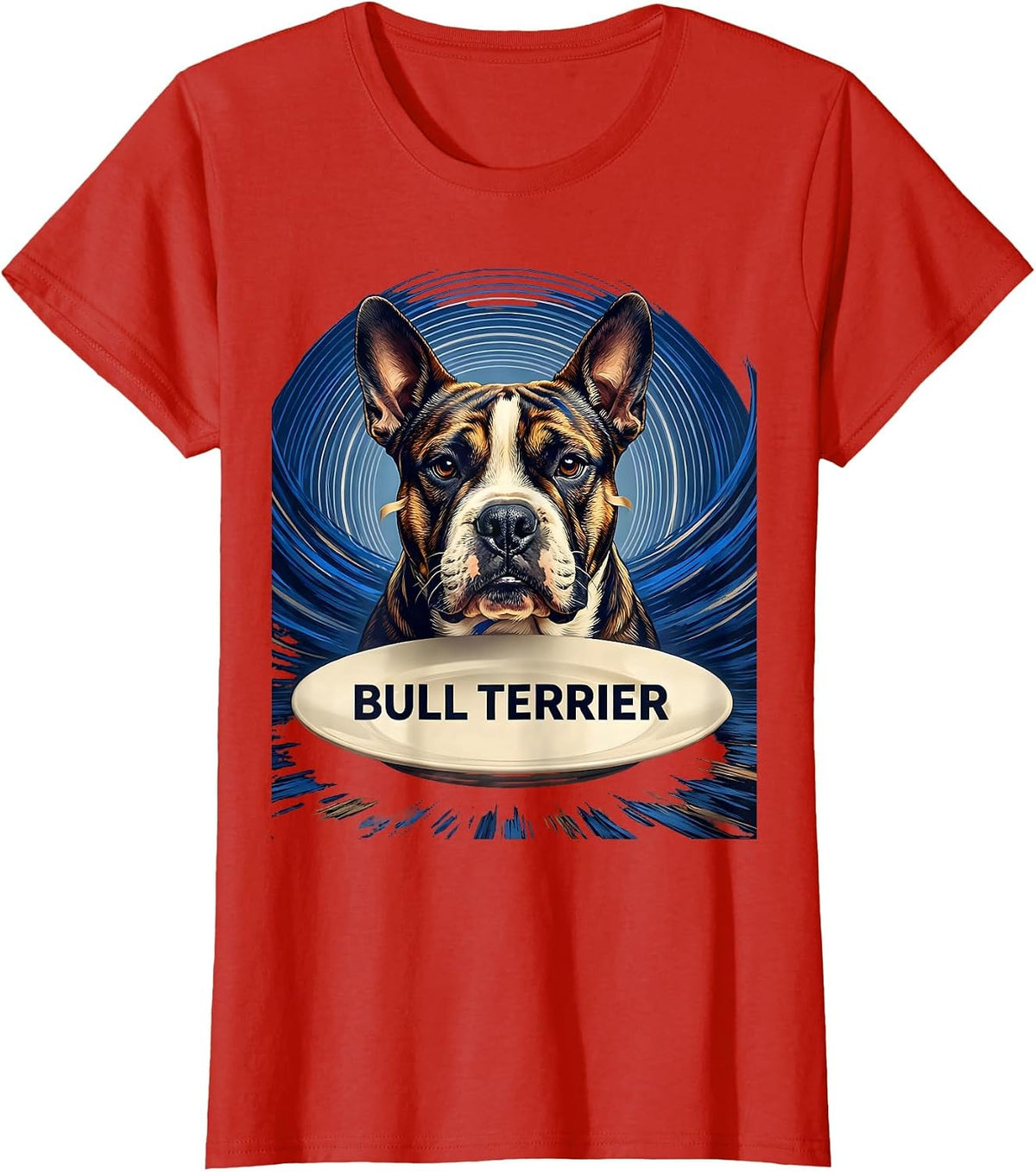 Bull Terrier Van Gogh Style Starry Night Dog Breed Portrait T-Shirt - Red