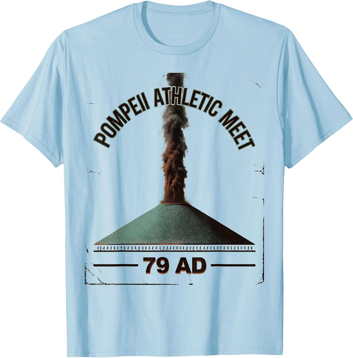 Men's Pompeii Athletic Meet 79 AD Vintage History Volcano Humor T-Shirt - Baby Blue