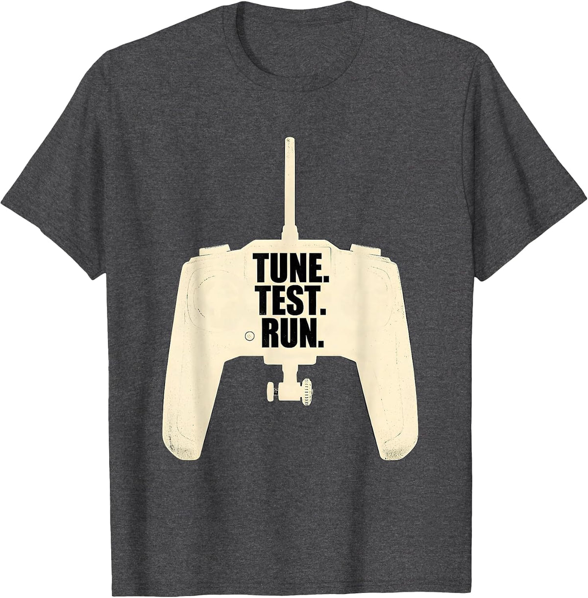 Tune. Test. Run RC Car Racing Silhouette Drag Racing T-Shirt - Dark Heather Grey