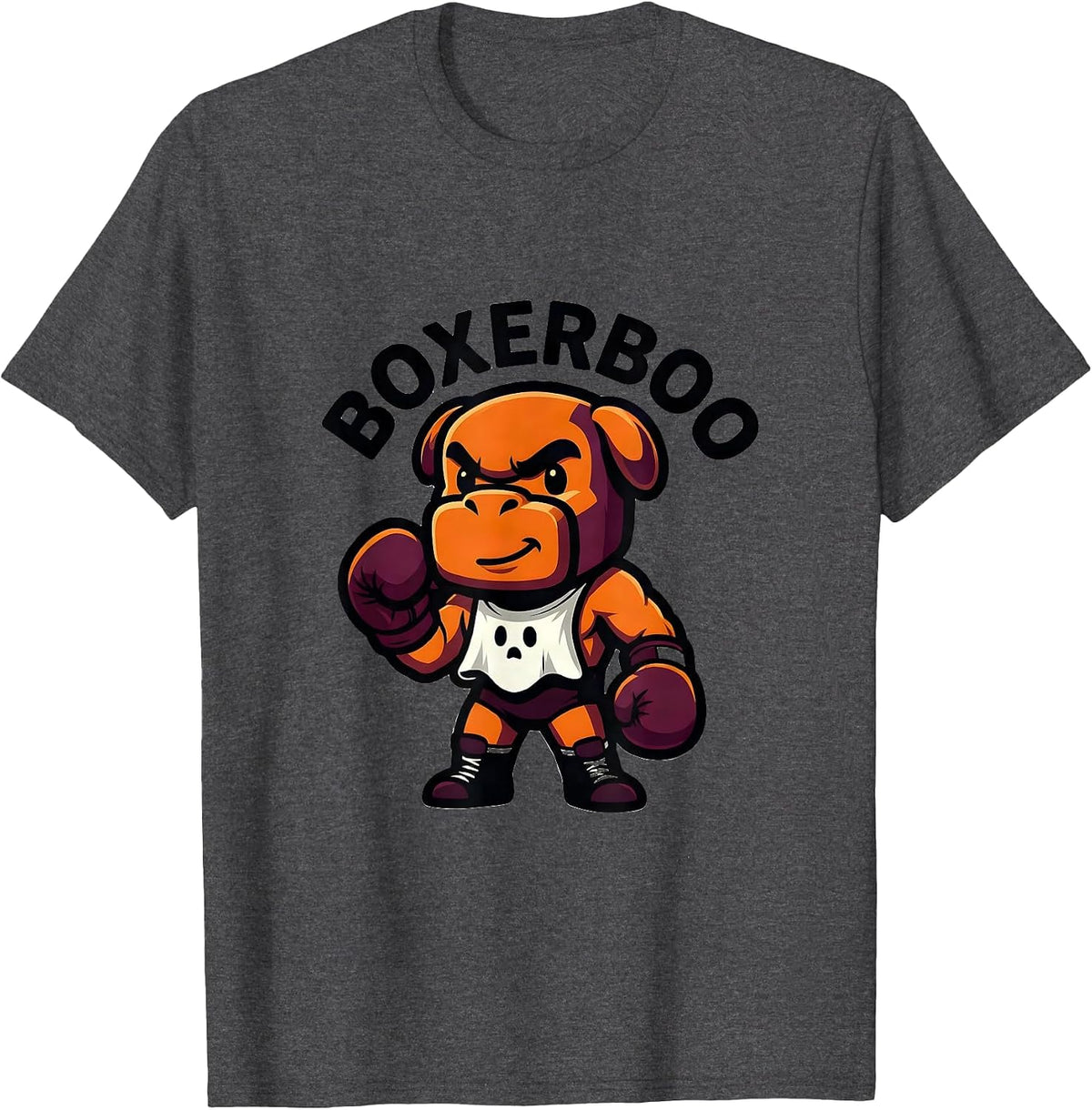 Boxerboo Funny Boxer Dog Ghost Halloween Costume T-Shirt - Dark Heather Grey
