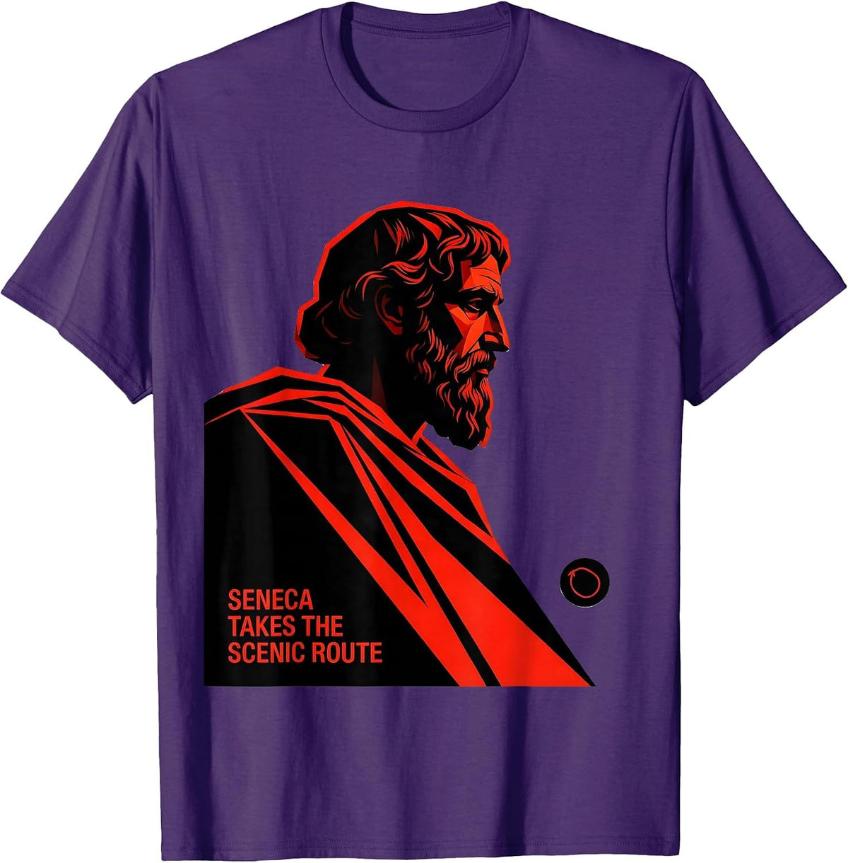 Seneca Takes The Scenic Route Funny Philosopher Pun T-Shirt - Purple
