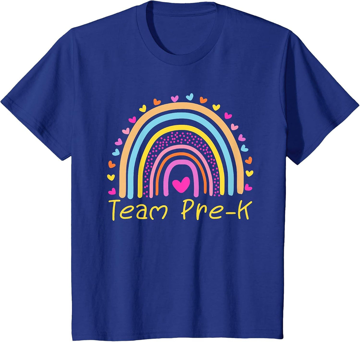 Back to School Team Pre-K Squad Crew Teacher Rainbow T-Shirt - Royal Blue
