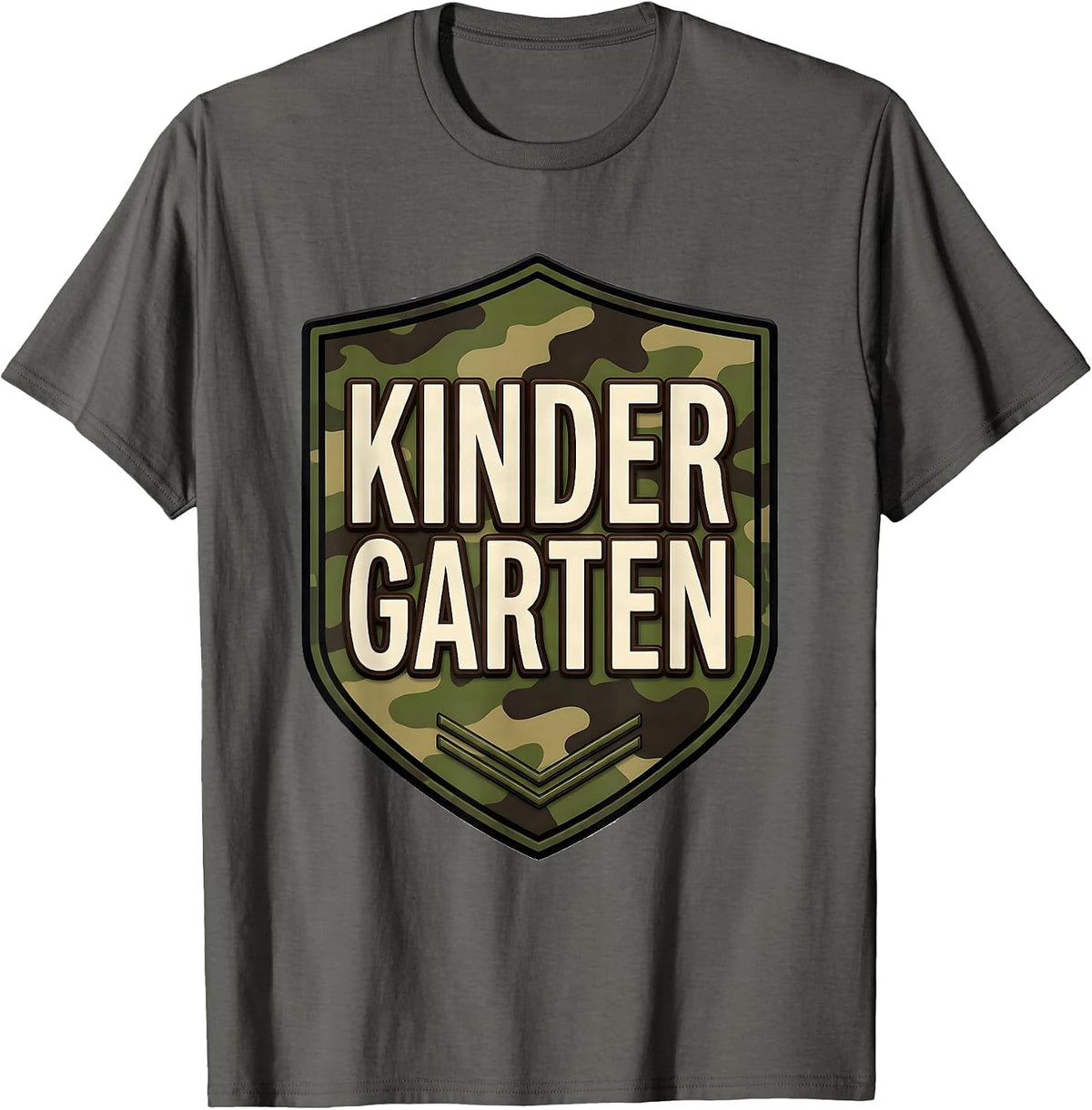 Kindergarten Camo Patch Boys Back To School Teachers T-Shirt - Asphalt Grey