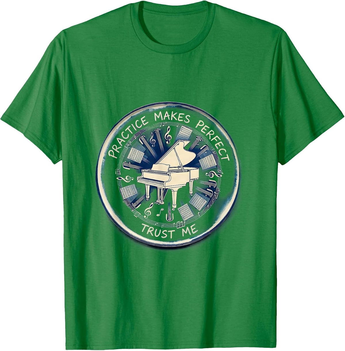 Men's Practice Makes Perfect Music Teacher Design T-Shirt - Kelly Green