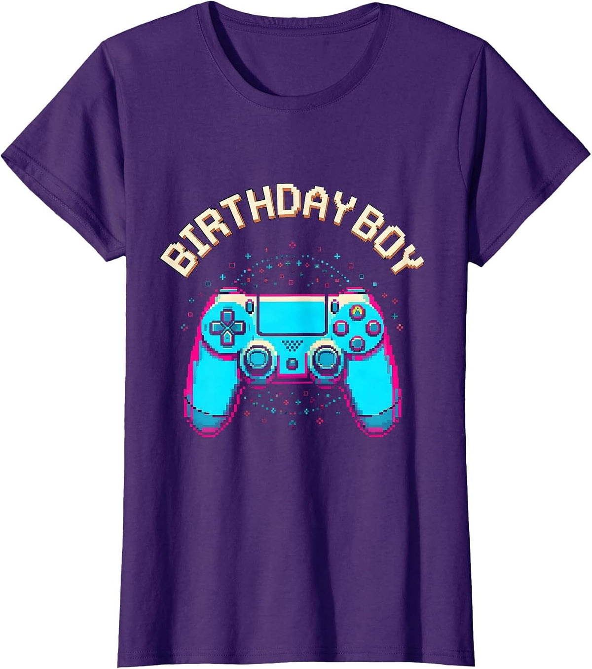 Women's Birthday Boy Pixel Art Video Game Birthday Party Matching T-Shirt - Purple