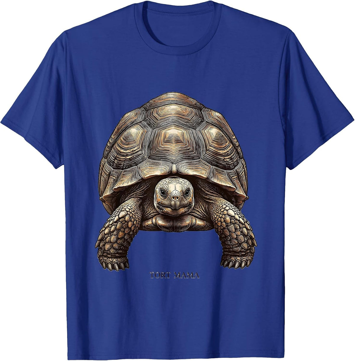 Tort Mama Crosshatch Etching Sulcata Tortoise Owner Pet T-Shirt - Royal Blue