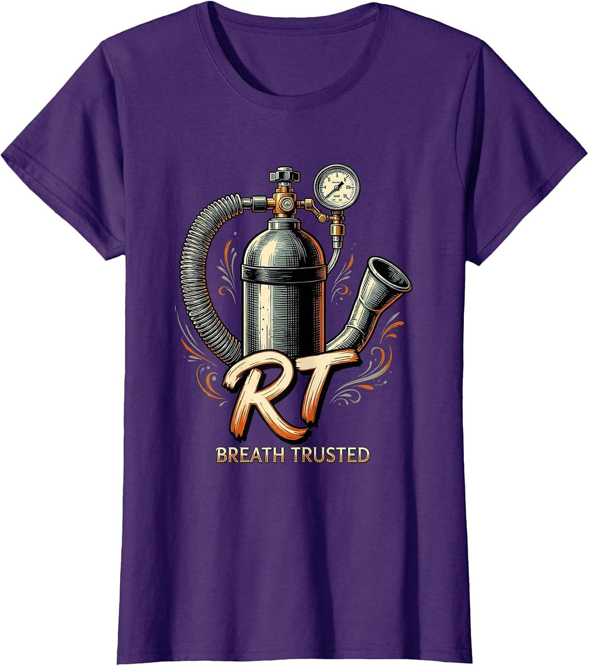 Women's RT Breath Trusted Funny Respiratory Therapist RT Care Week T-Shirt - Purple