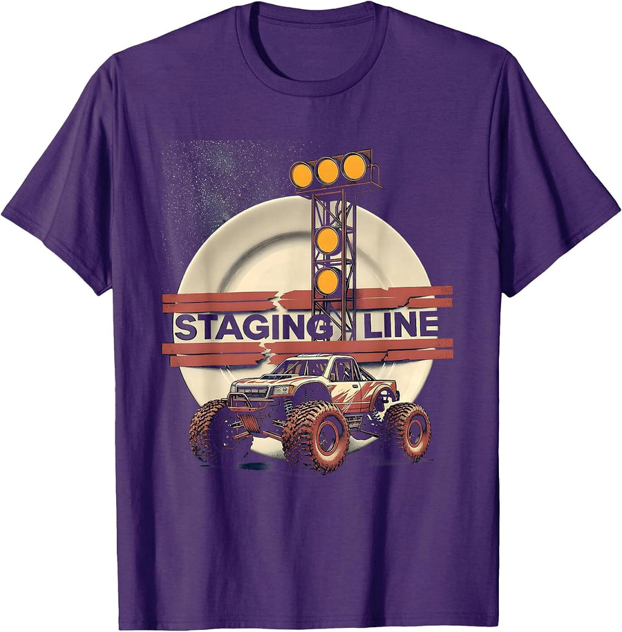 Men's Staging Line Patriotic RC Racing Drag Strip Hobbyist Gift T-Shirt - Purple