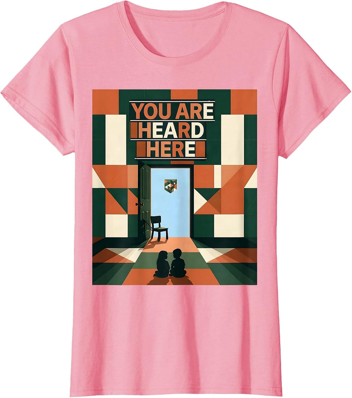 Women's You Are Heard Here Supportive Mental Health Counselor T-Shirt - Pink