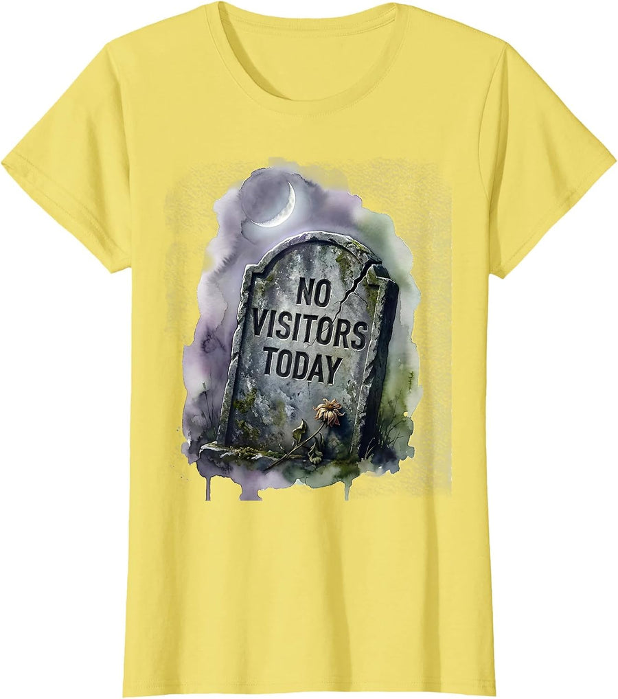 Women's No Visitors Today Watercolor Goth Emo Alt Aesthetic T-Shirt - Lemon Yellow
