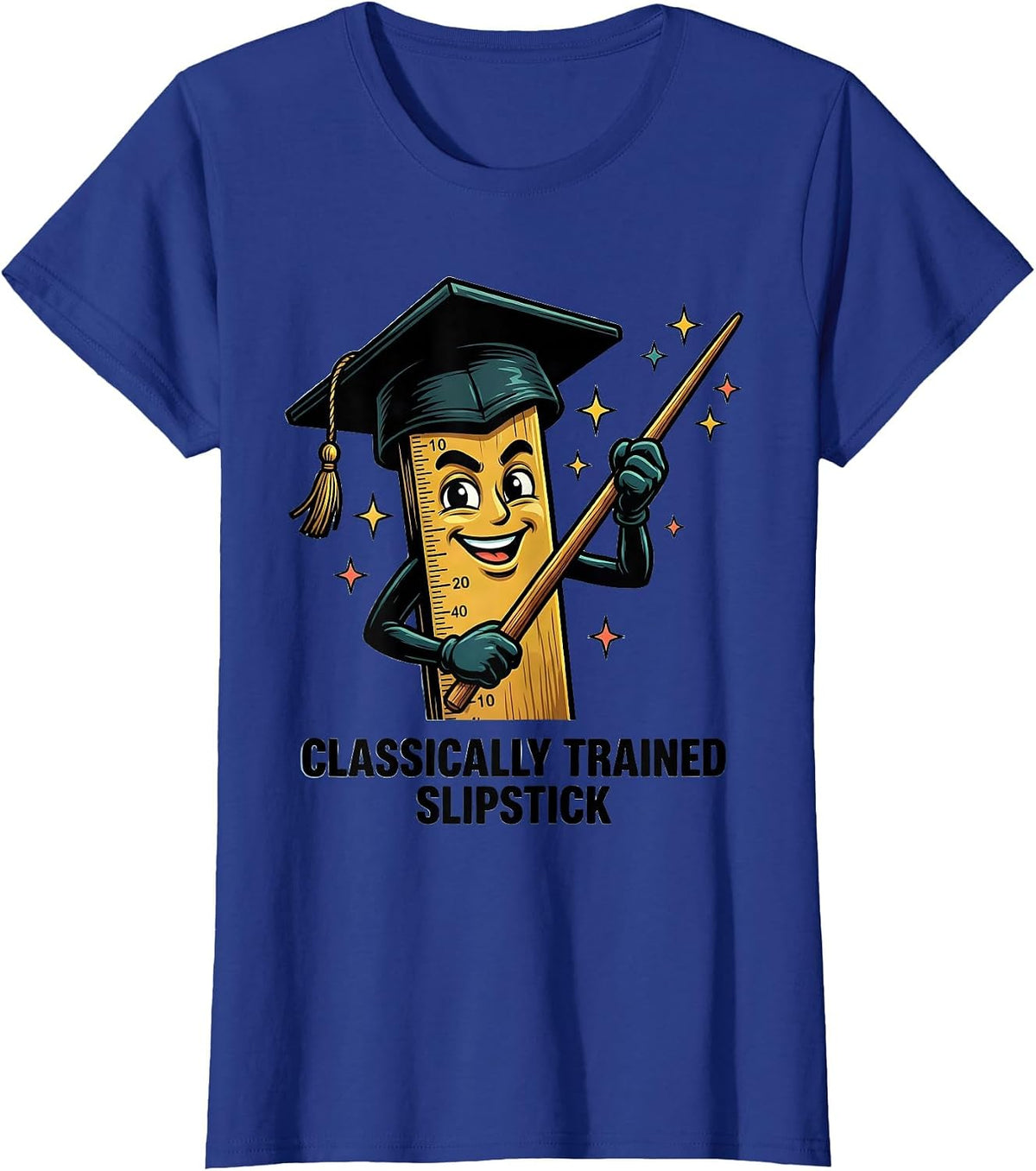 Women's Classically Trained Slipstick Cartoon Retro Math Engineer T-Shirt - Royal Blue