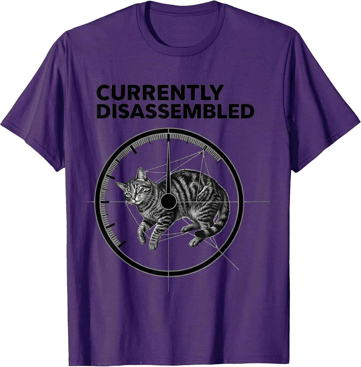 Currently Disassembled Funny Cat Meme Absurdist Humor T-Shirt - Purple