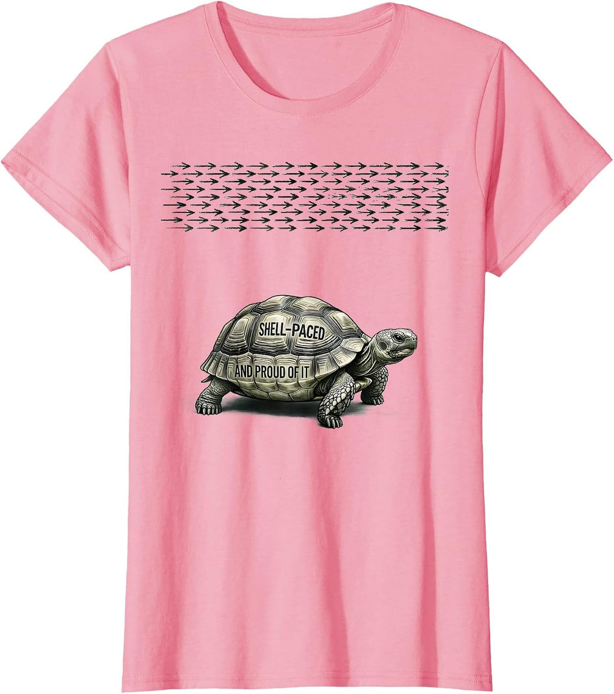 Women's Shell-Paced And Proud Of It Funny Tortoise Lover Humor T-Shirt - Pink