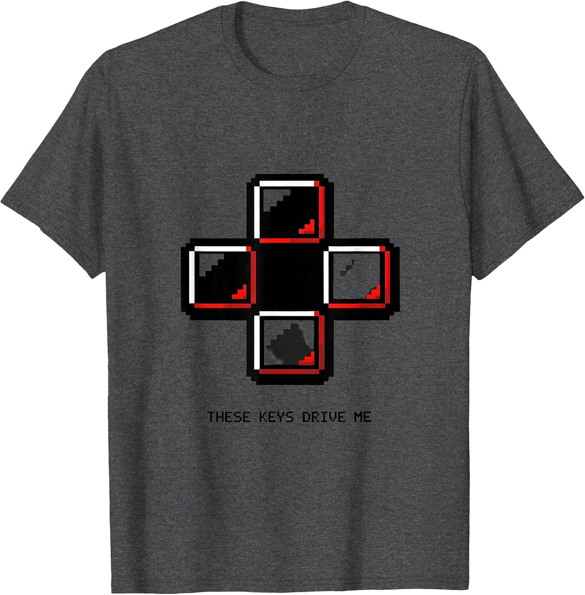 These Keys Drive Me Pixel Art Gamer Quote T-Shirt - Dark Heather Grey