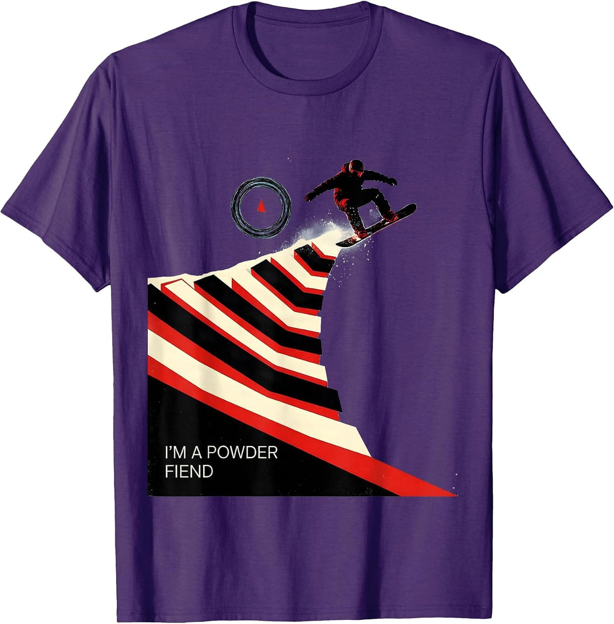 Men's I'm A Powder Fiend Funny Snowboarder Winter Sports Humor T-Shirt - Purple