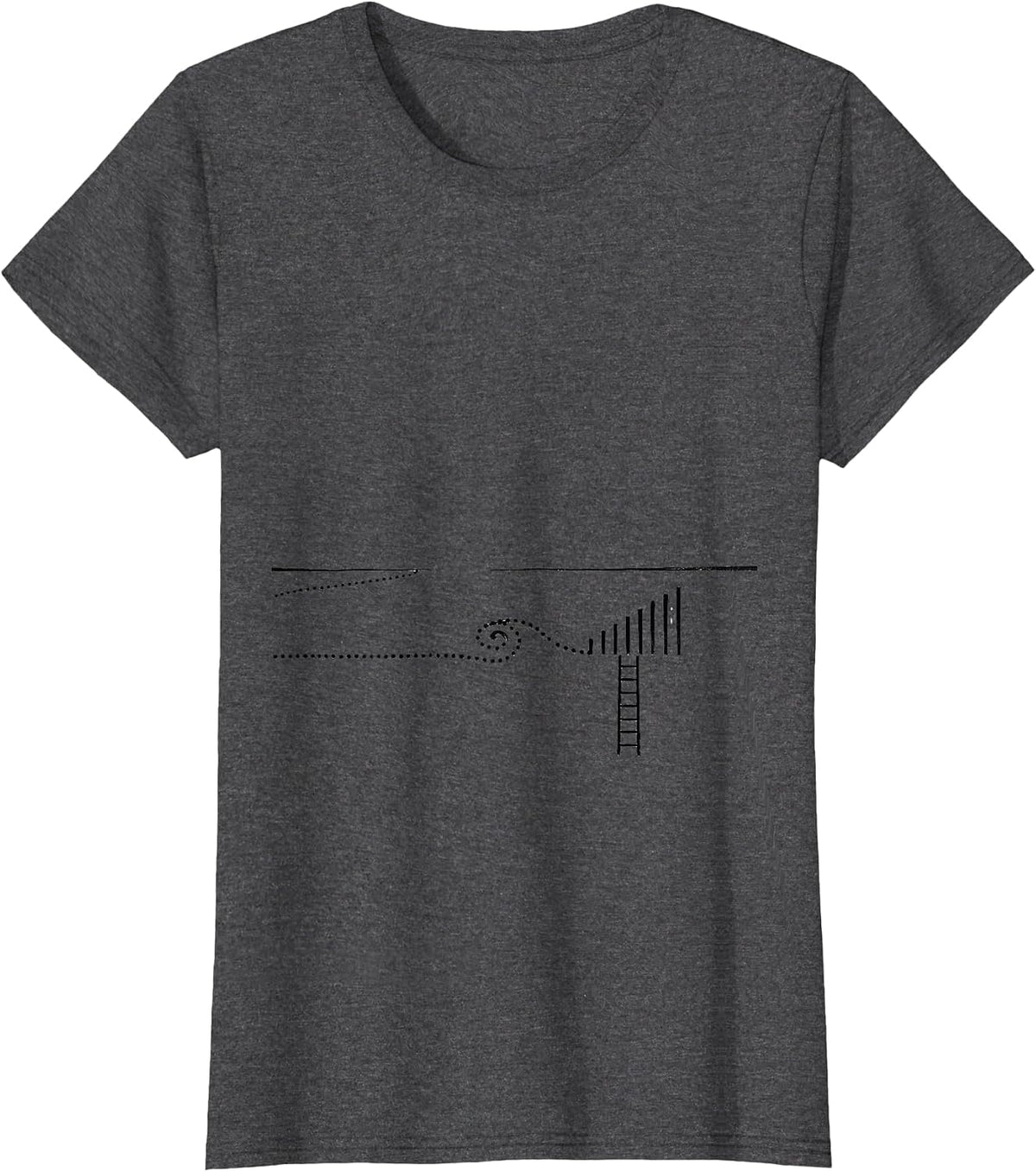 Women's Thin Dotted Route Line Minimalist Storm Chaser Meteorology T-Shirt - Dark Heather Grey