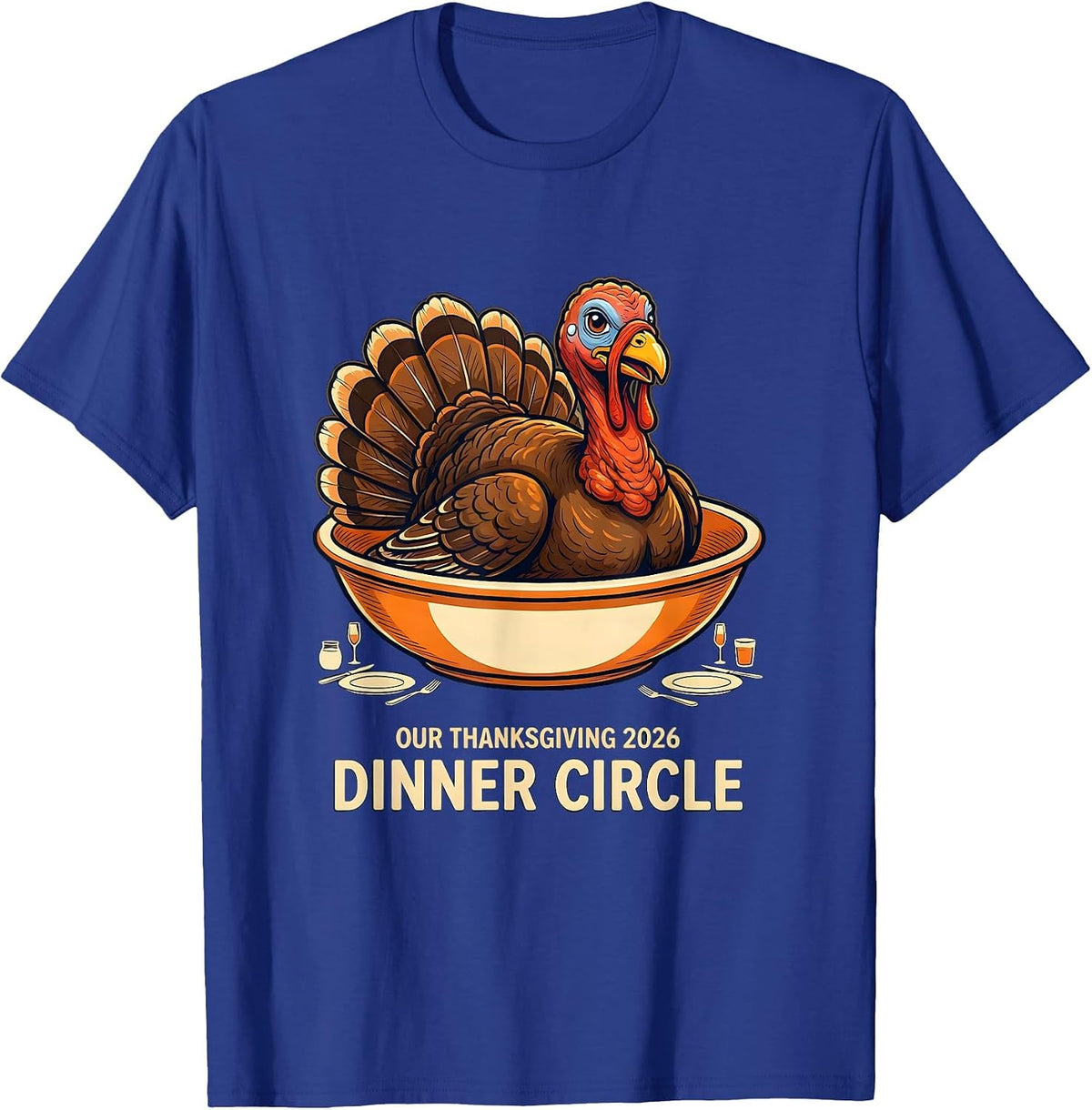 Men's Our Thanksgiving 2026 Dinner Circle Family Crew Funny T-Shirt - Royal Blue