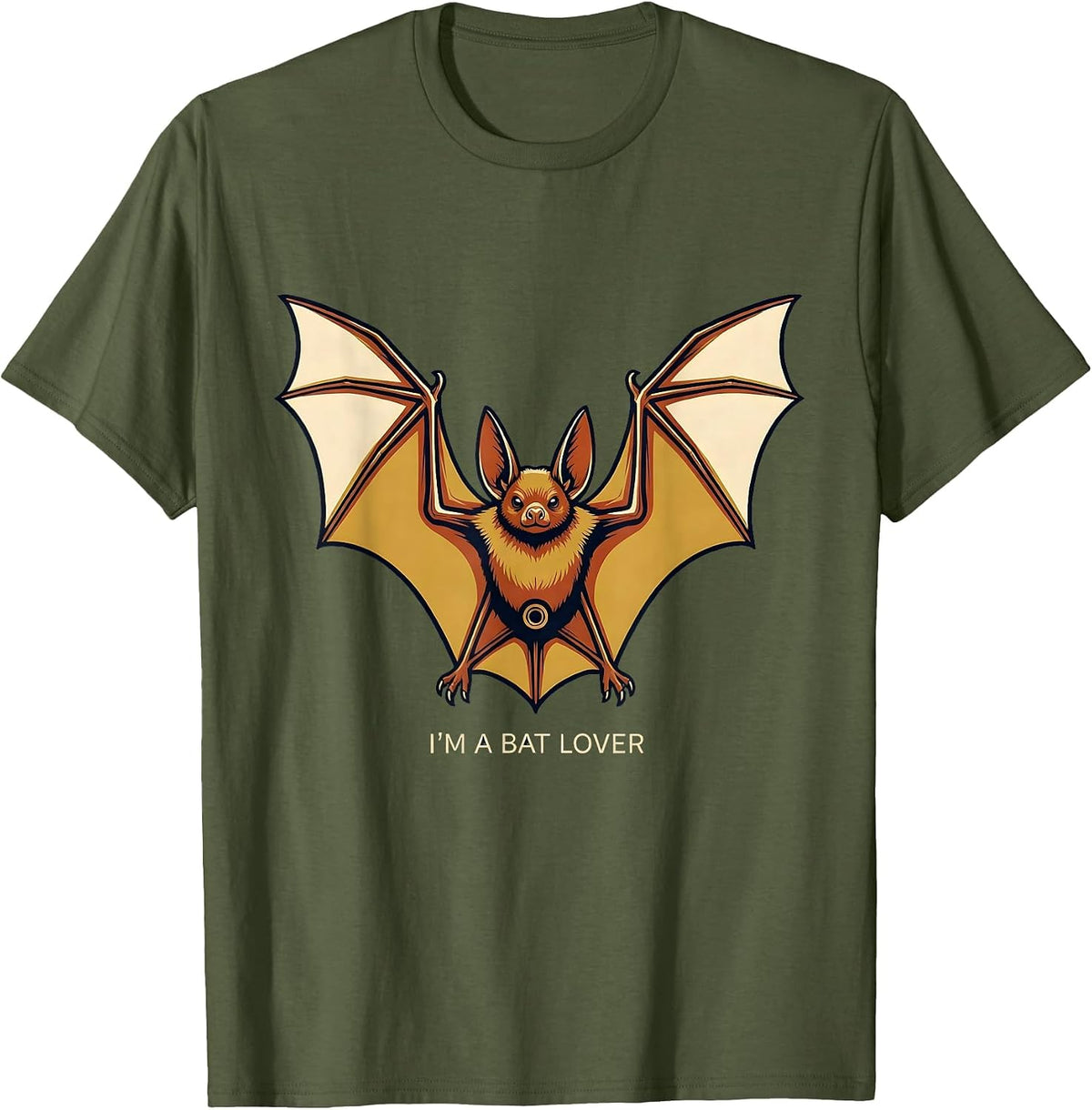 I'm A Bat Lover Funny Bat Enthusiast Wildlife Conservation T-Shirt - Olive Green