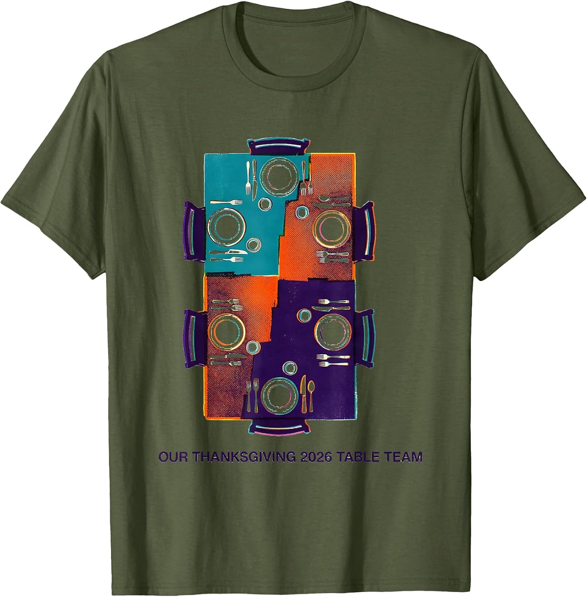 Our Thanksgiving 2026 Table Team Family Crew Holiday Humor T-Shirt - Olive Green