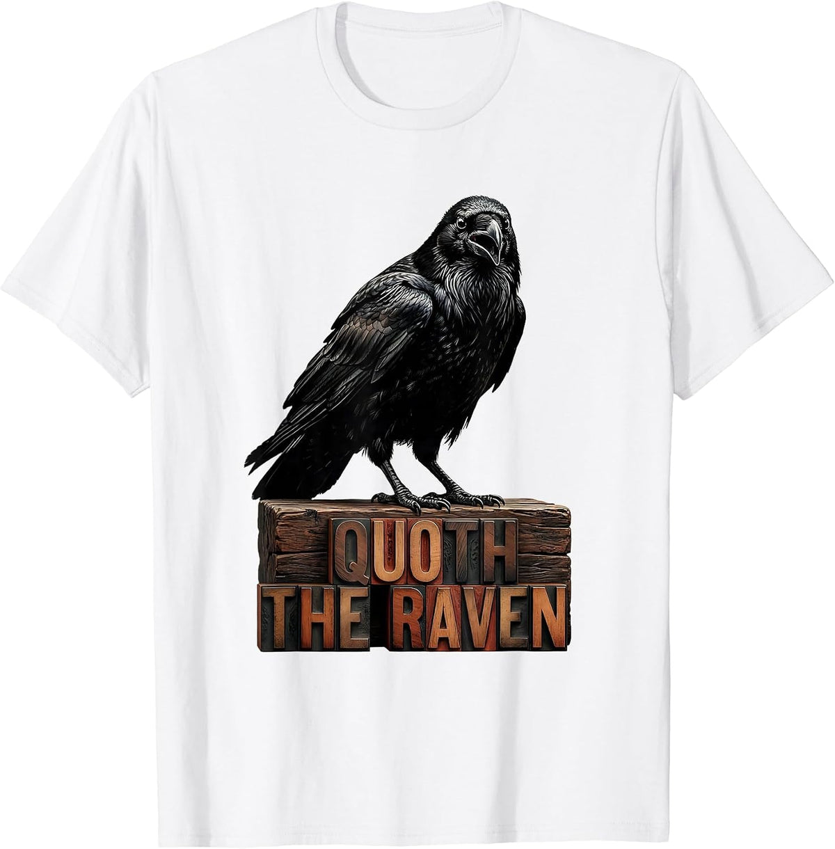 Men's Quoth The Raven Dry Wordplay Humor Gothic Literary Raven T-Shirt - White