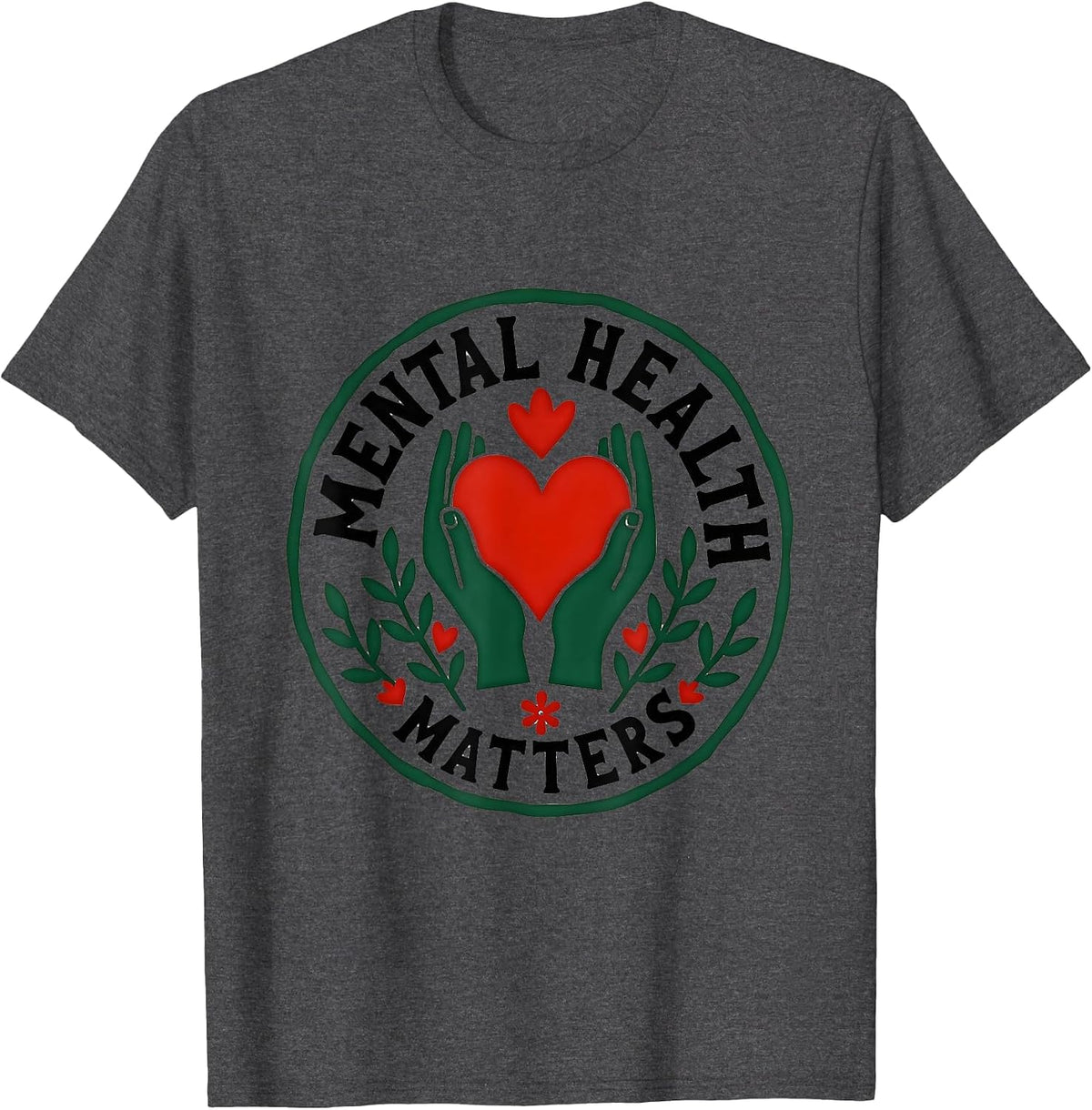 Mental Health Matters School Counselor Design T-Shirt - Dark Heather Grey