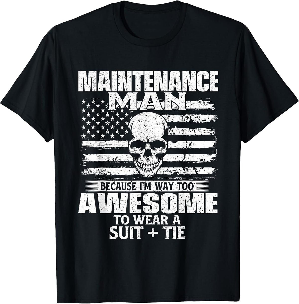 Maintenance Man - USA Flag Repair Worker Repair Man DIY T-Shirt - Black