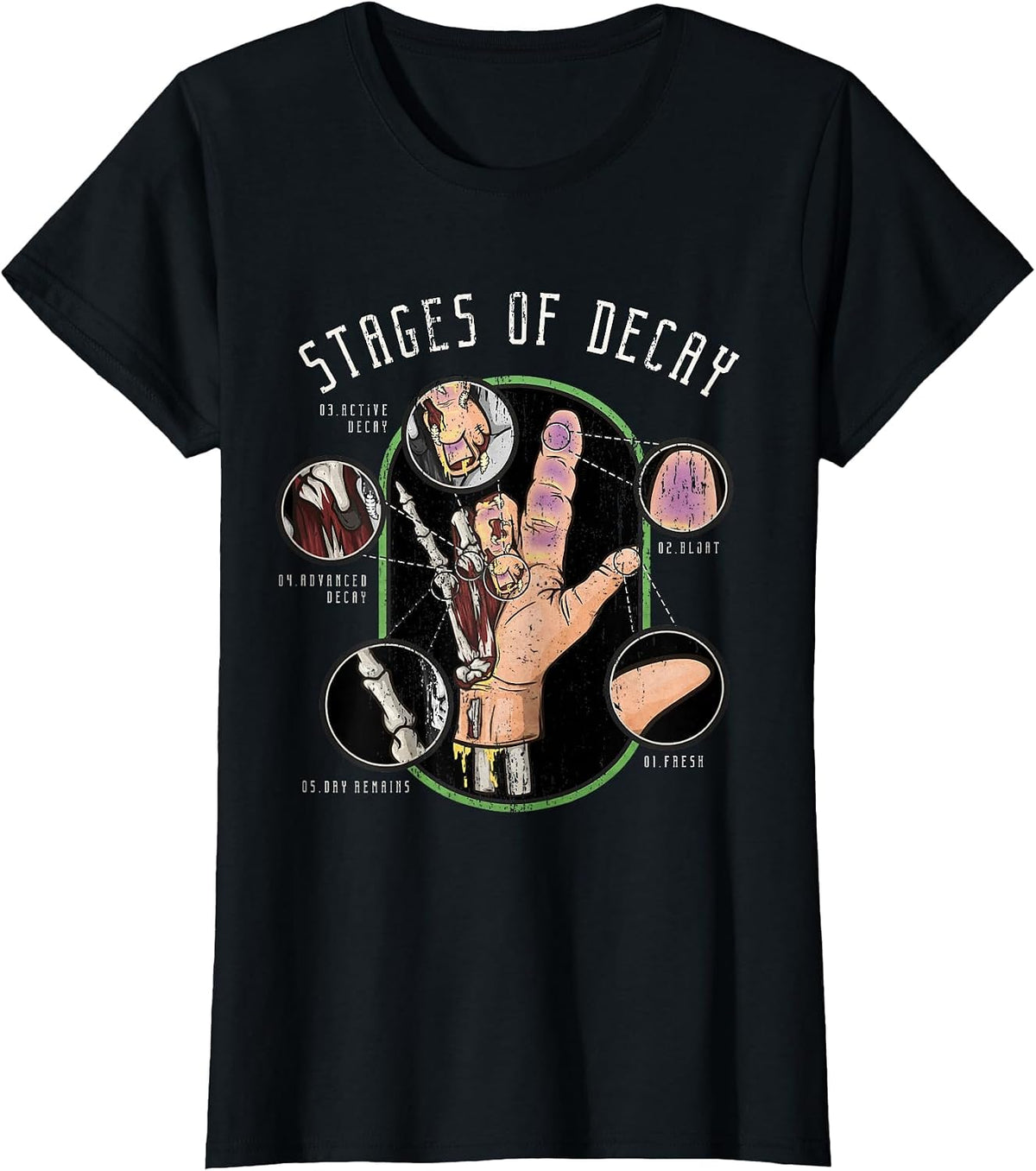 Funeral Director Decaying Hand - Forensics Pathology T-Shirt - Black