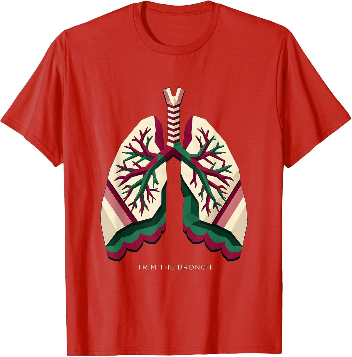 Men's Trim The Bronchi Funny Respiratory Therapist Christmas Lung T-Shirt - Red