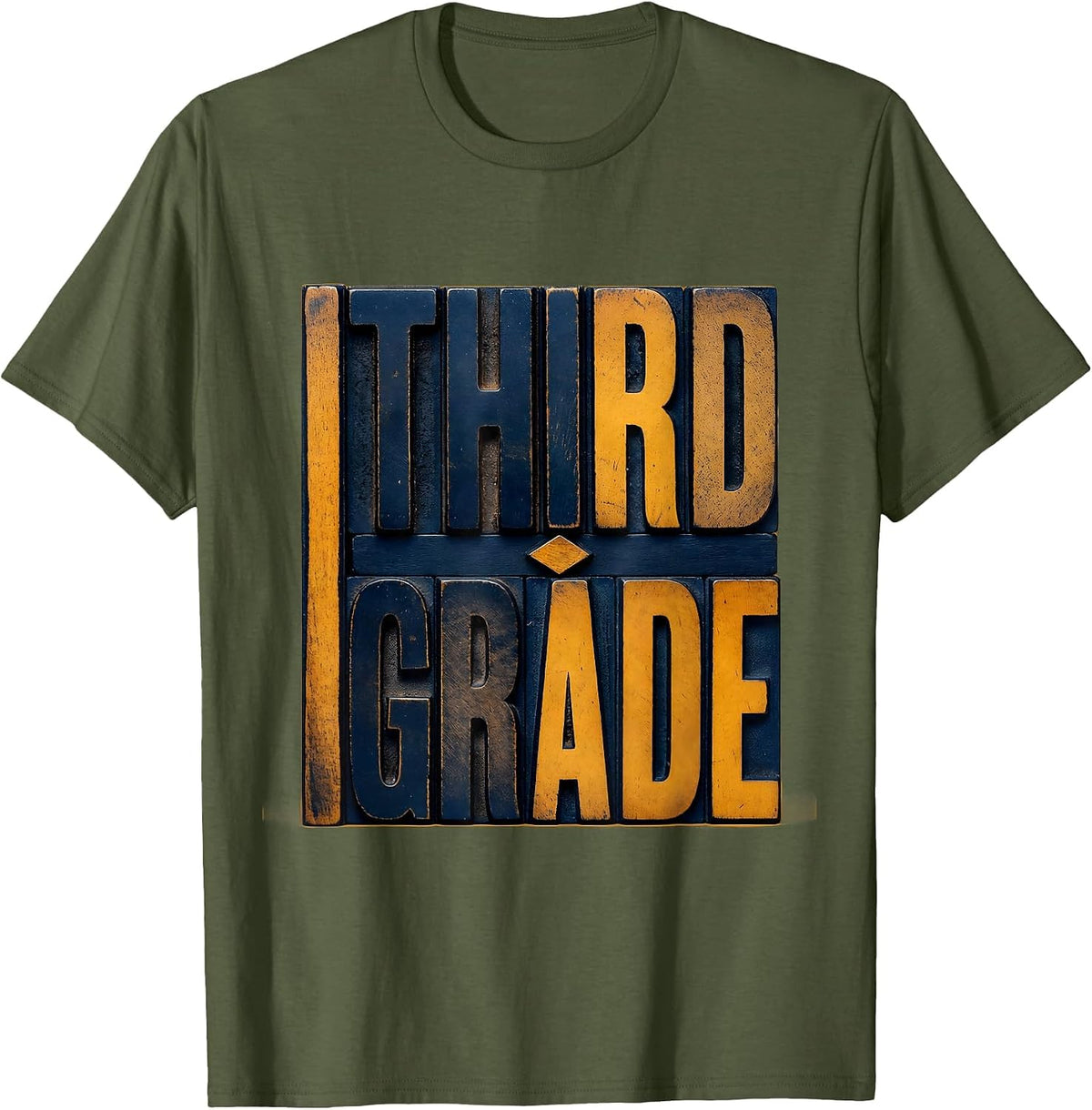 Third Grade Retro Teacher Student Back To School T-Shirt - Olive Green
