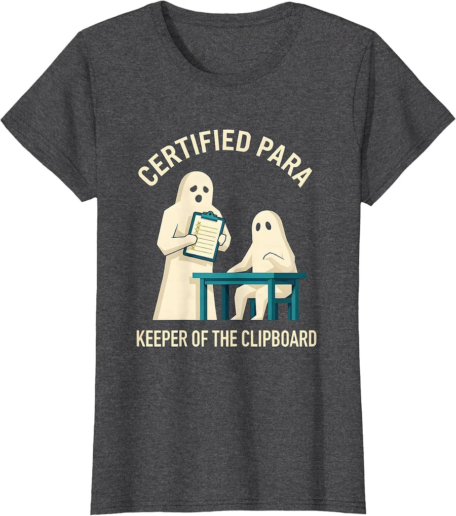 Women's Certified Para, Keeper Of The Clipboard Funny T-Shirt - Dark Heather Grey
