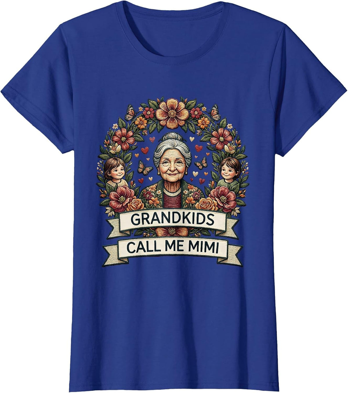 Women's Grandkids Call Me Mimi Grandmother Design T-Shirt - Royal Blue