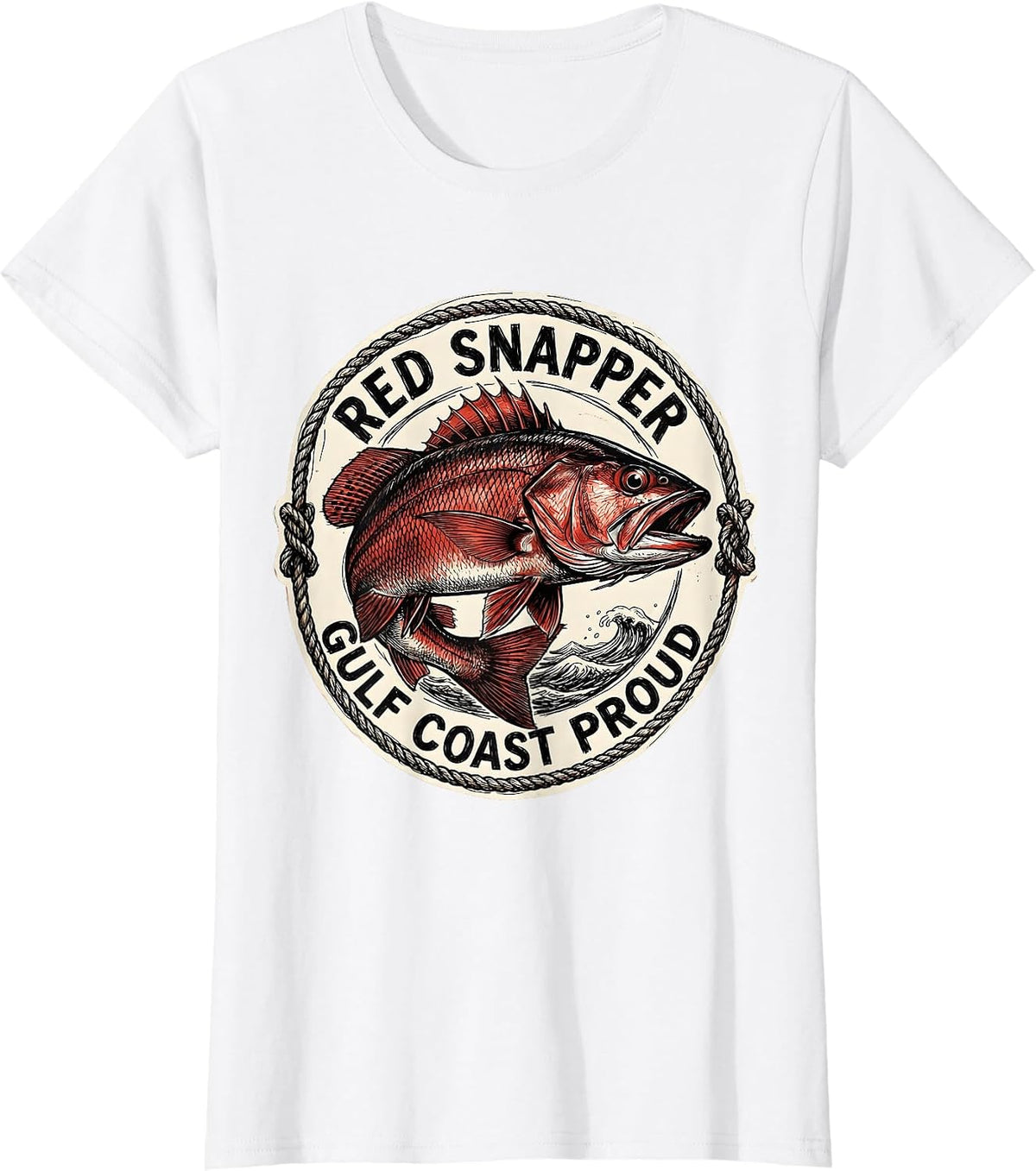 Red Snapper Gulf Coast Proud Fishing Design T-Shirt - White