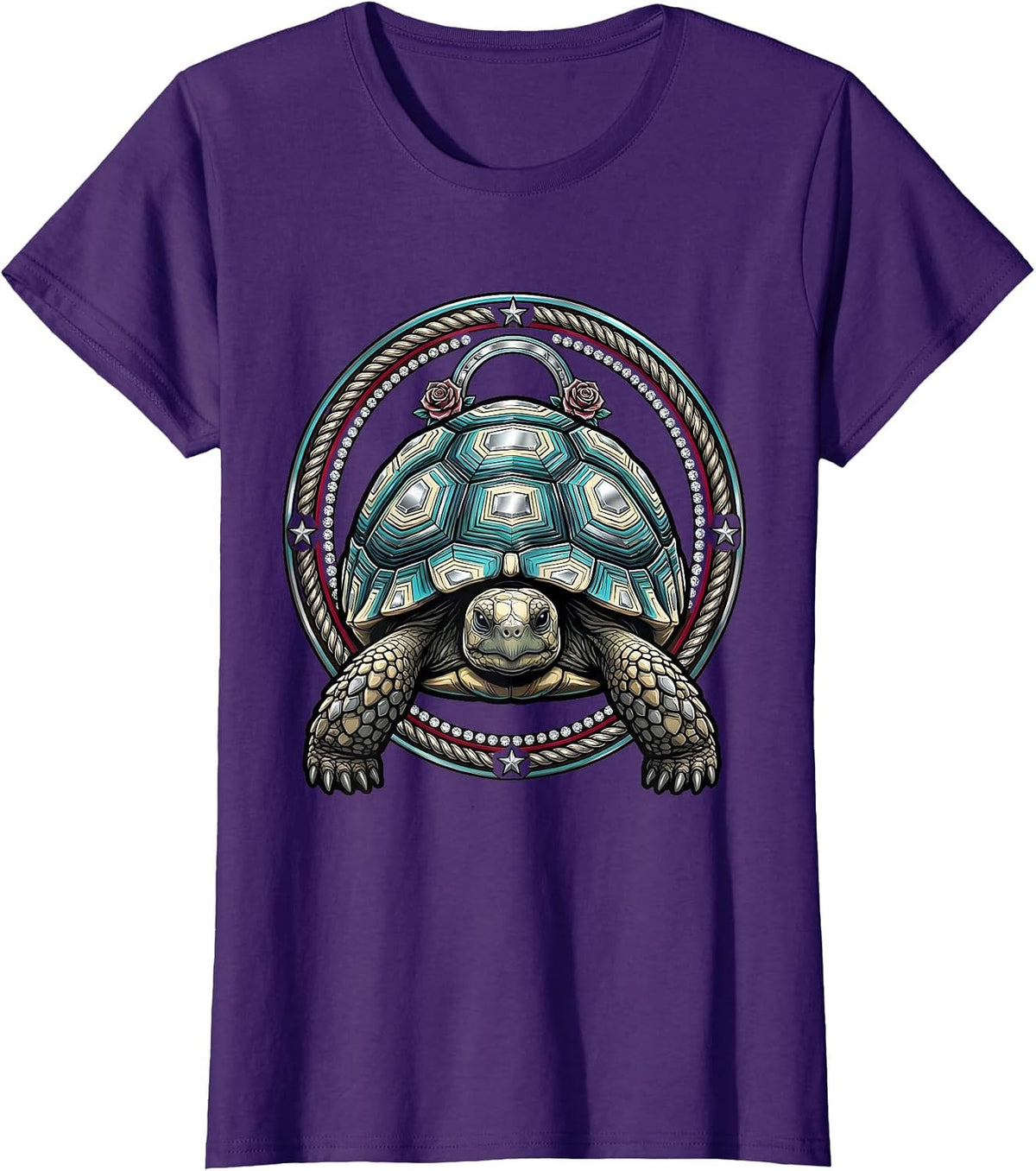 Women's Desert Tortoise Western Wildlife Illustration T-Shirt - Purple