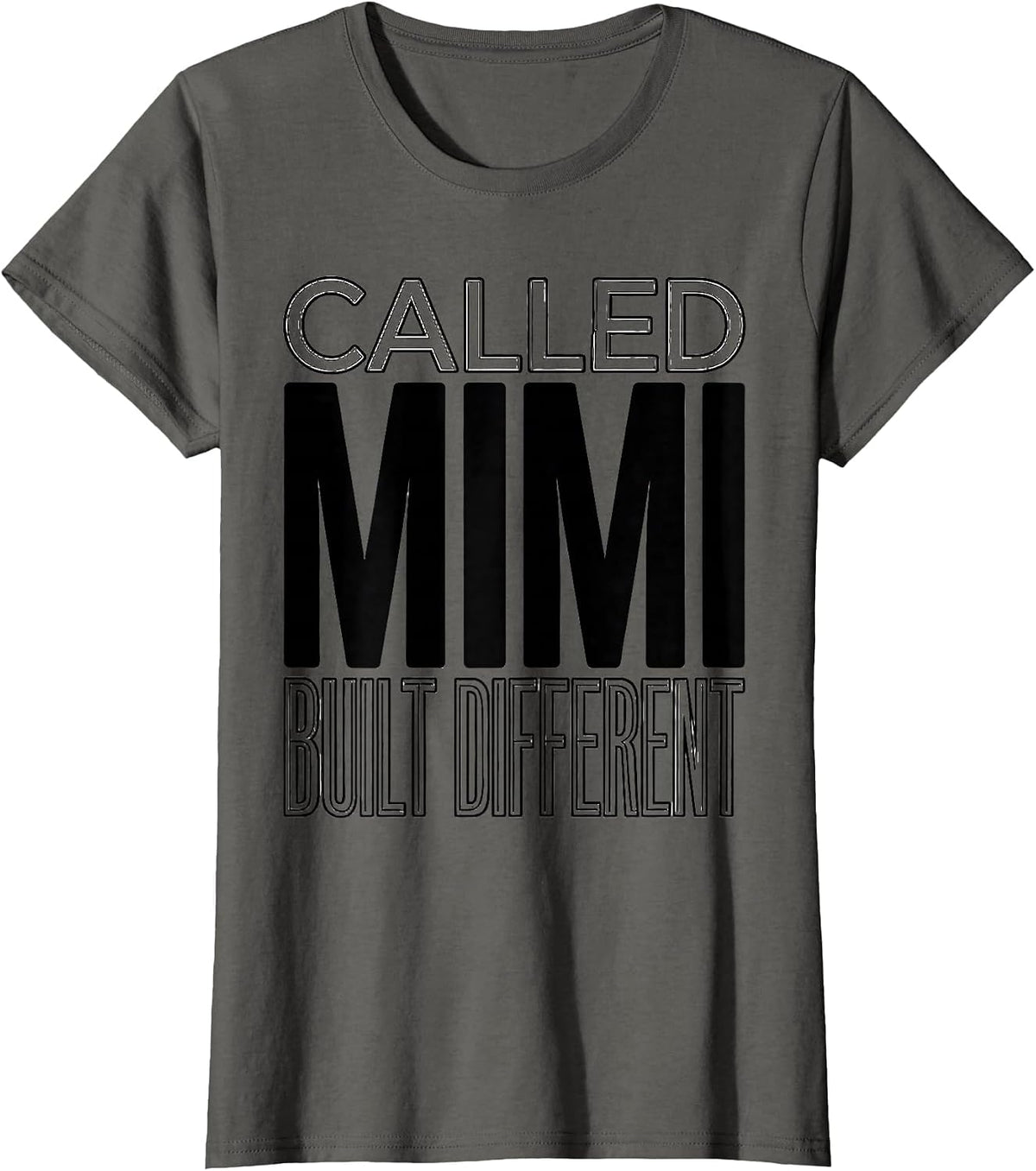Women's Called Mimi Built Different Grandmother Design T-Shirt - Asphalt Grey