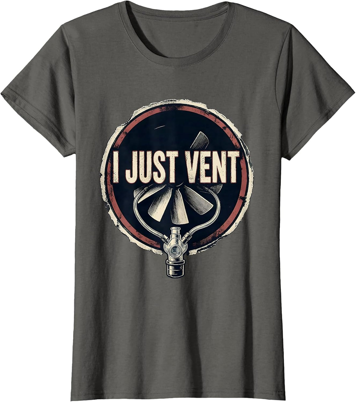 Women's I Just Vent Bold Stencil Respiratory Therapist RT Humor T-Shirt - Asphalt Grey