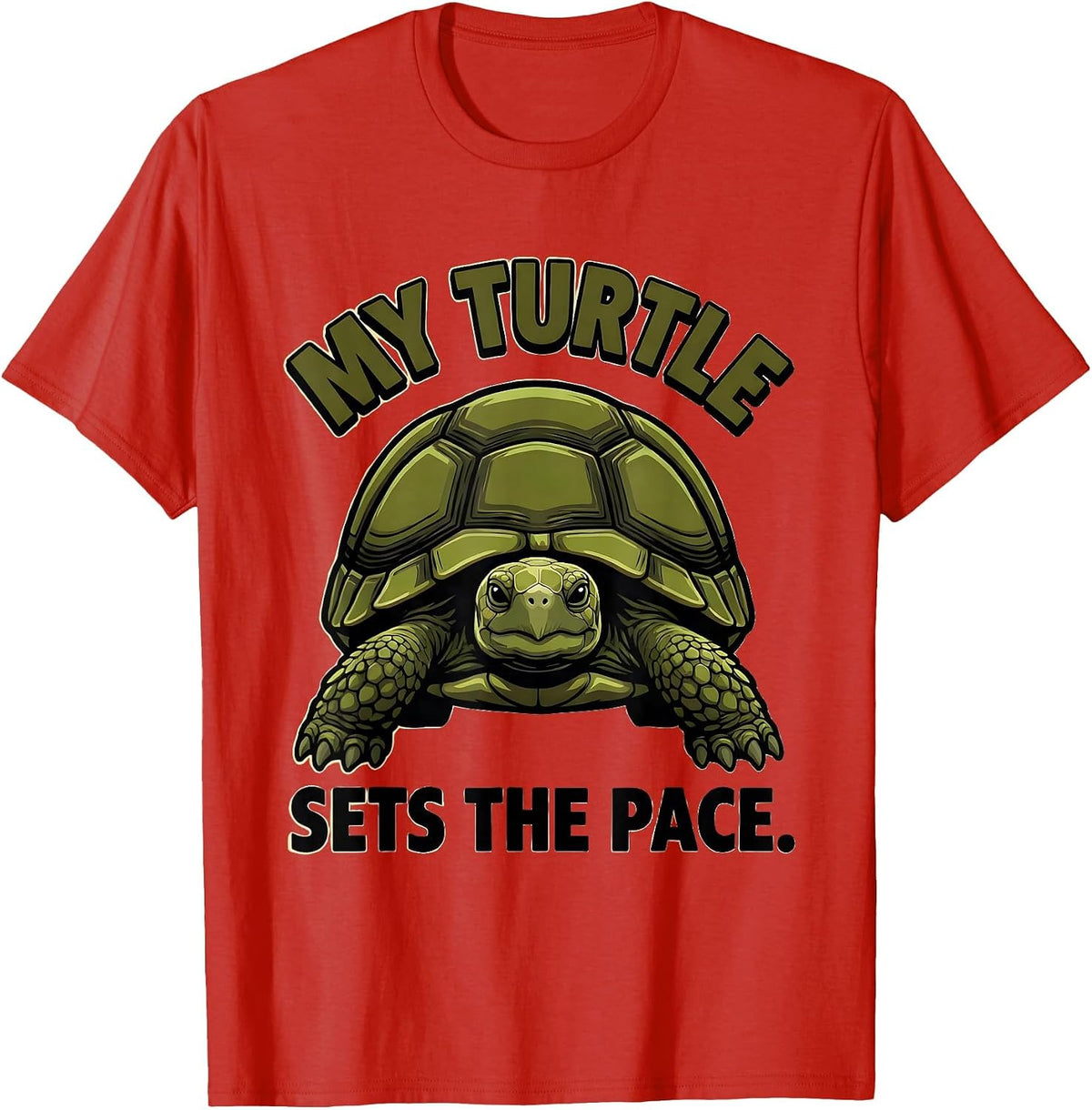 Men's My Turtle Sets The Pace Funny Tortoise Pet Lover Humor T-Shirt - Red