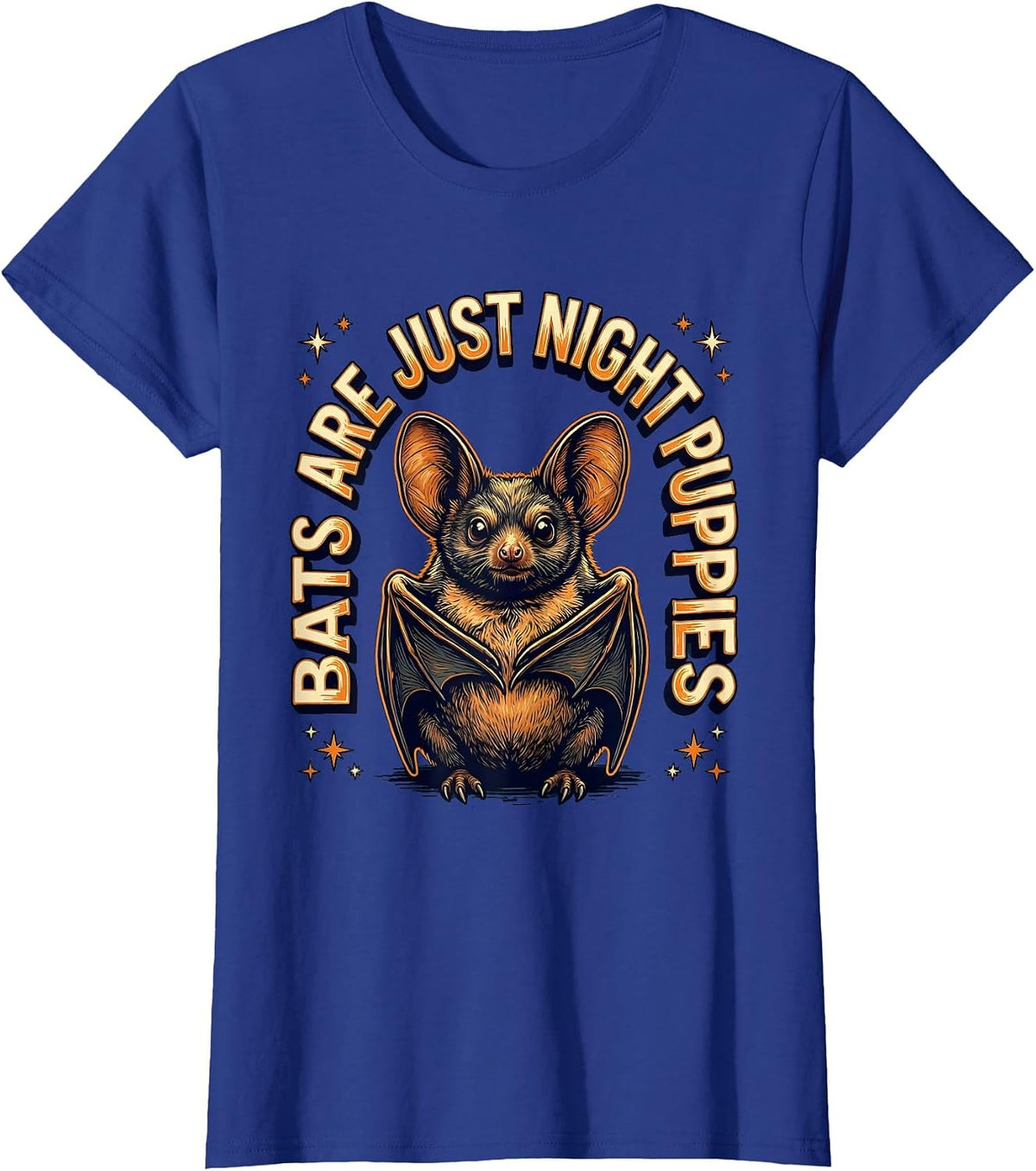 Women's Bats Are Just Night Puppies Funny Bat Lover Halloween Humor T-Shirt - Royal Blue