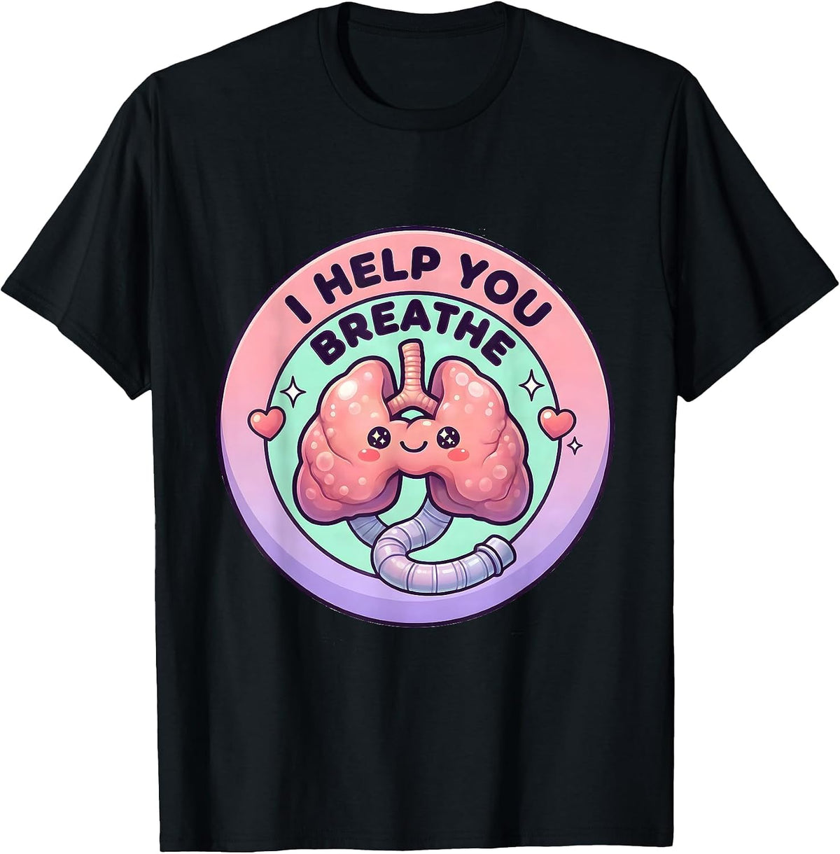 Men's I Help You Breathe Cute Kawaii Respiratory Therapist RT T-Shirt - Black