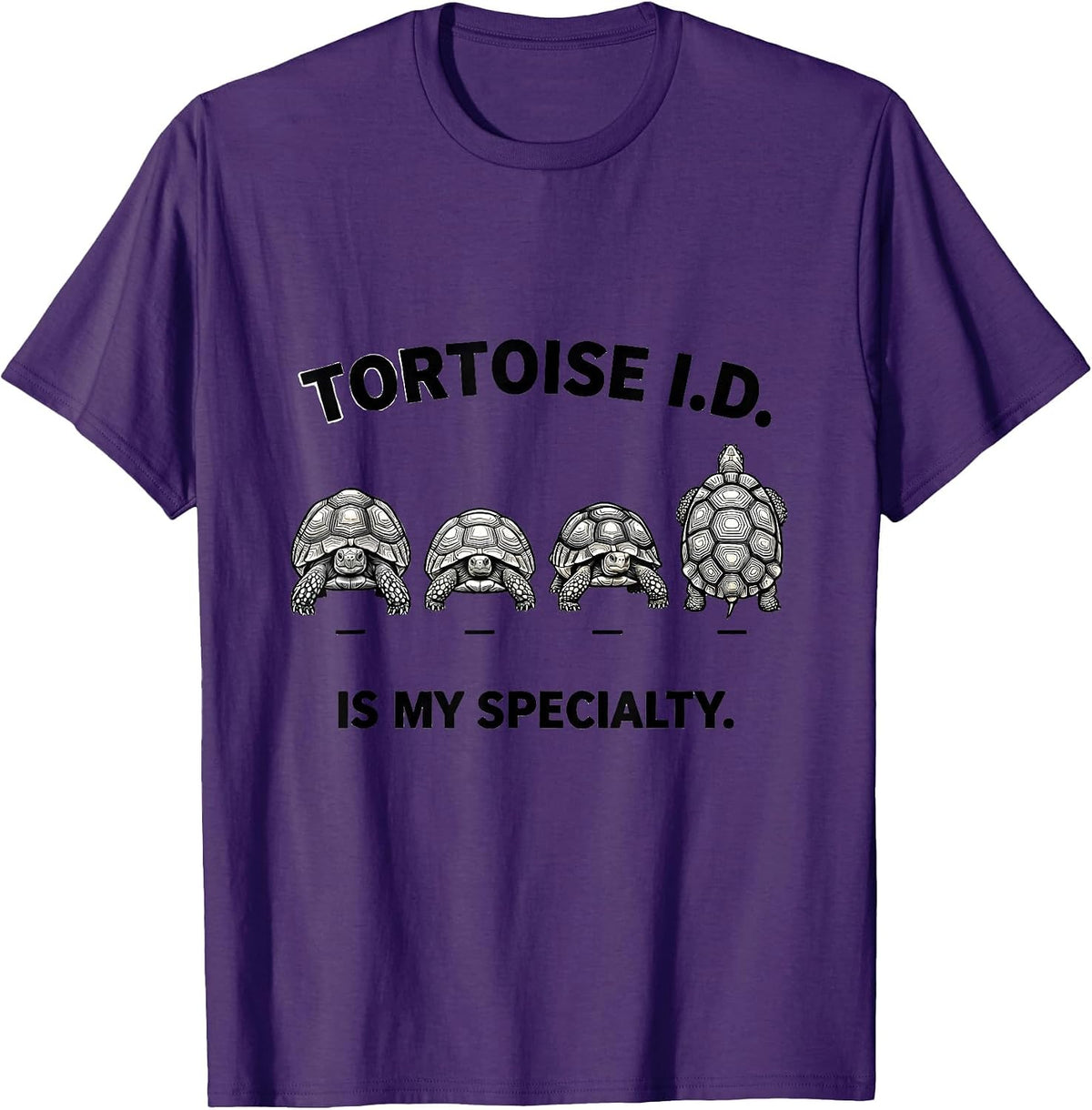 Men's Tortoise I.D. Is My Specialty Whimsical Reptile Fantasy T-Shirt - Purple