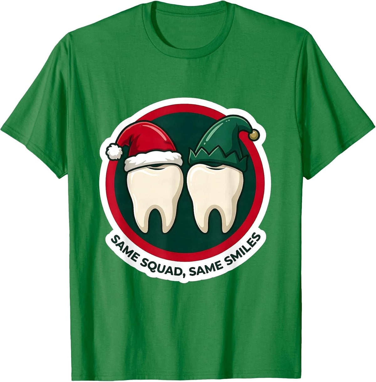 Men's Same Squad, Same Smiles Funny Dental Christmas Dental Team T-Shirt - Kelly Green