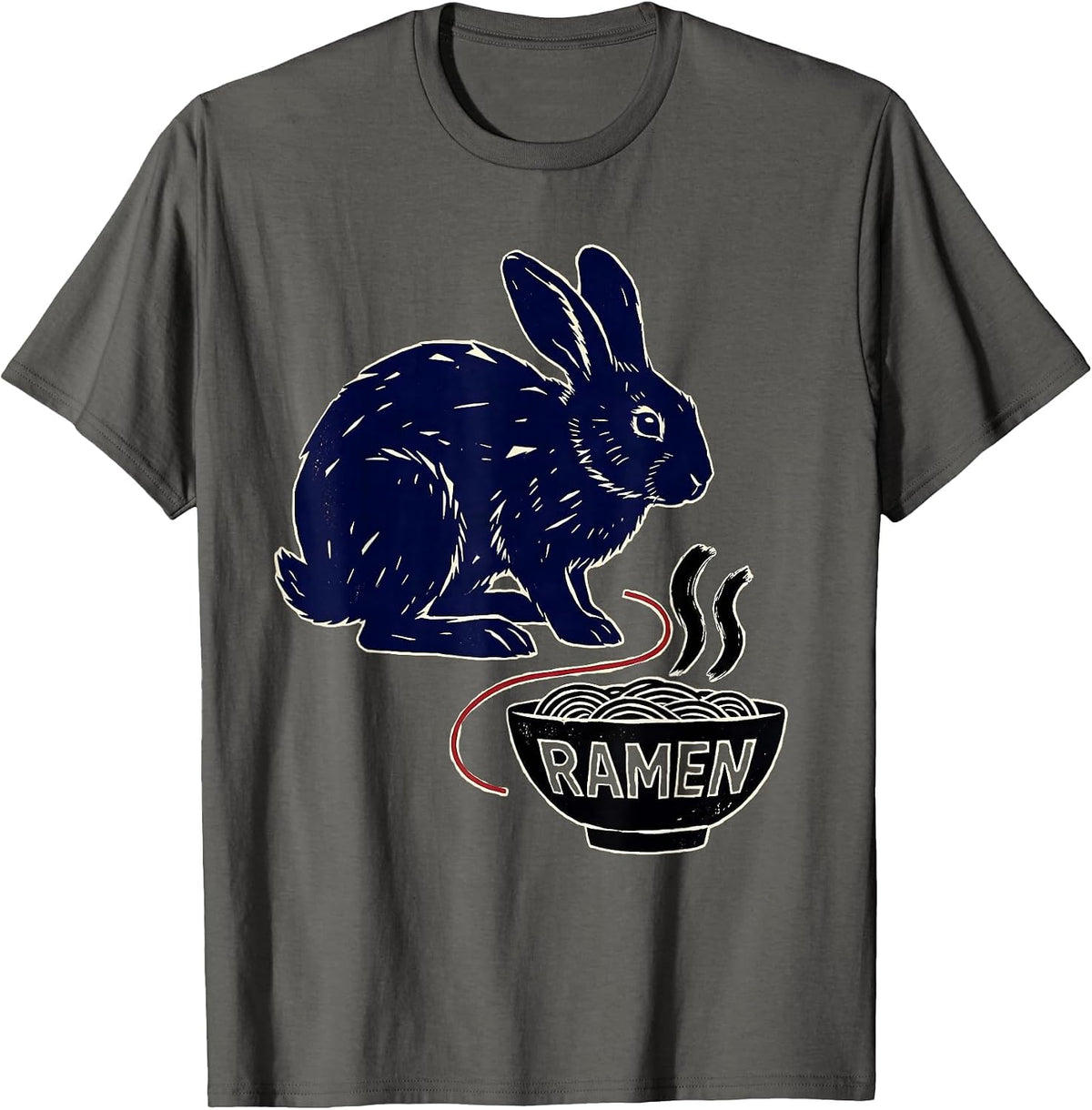 Ramen Cute Japanese Hare Kawaii Anime Animal Food Lover Gift T-Shirt - Asphalt Grey