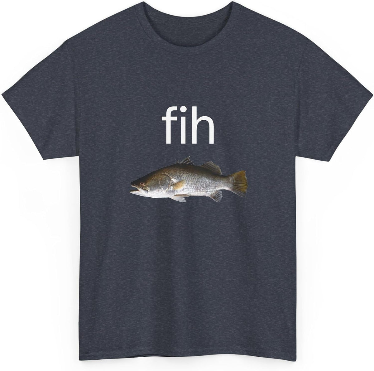 fih Fish Graphic Tee | Fishing Design, sea bass Illustration - Heather Navy