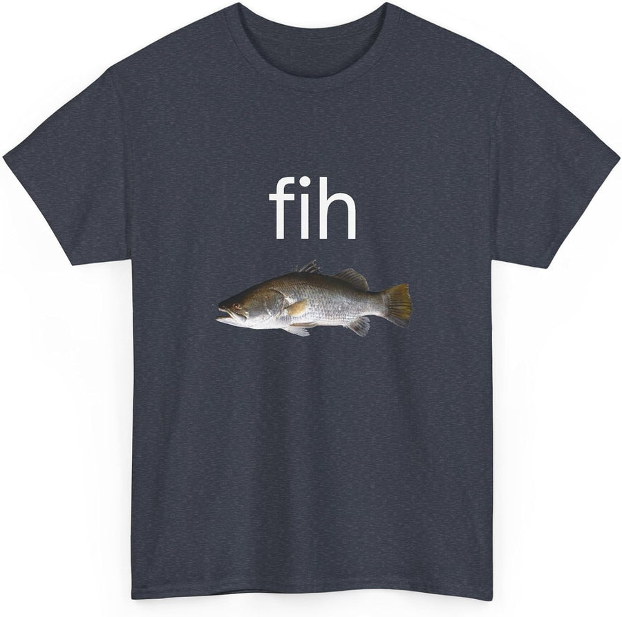 fih Fish Graphic Tee | Fishing Design, sea bass Illustration - Heather Navy