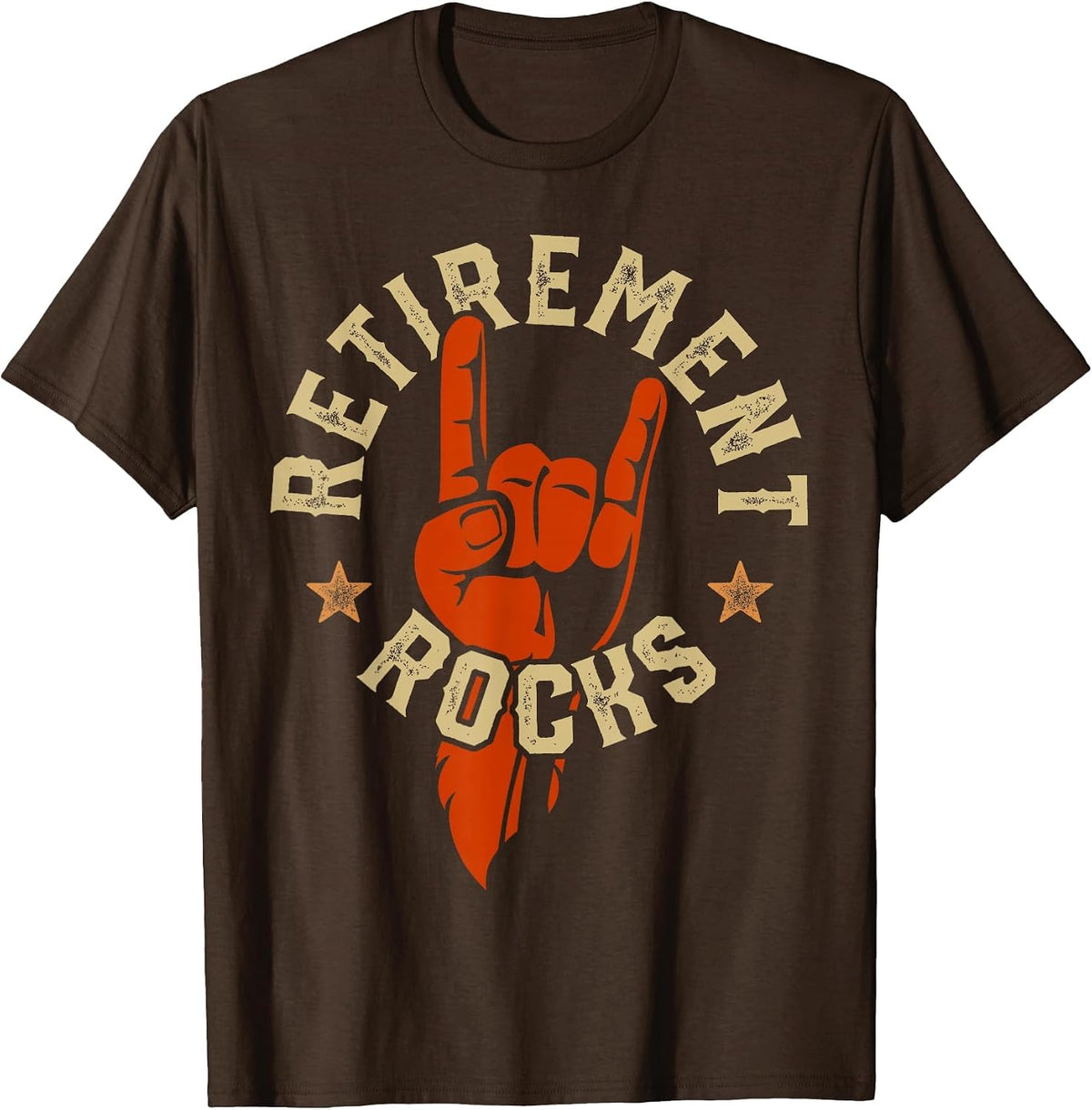 Retirement Rocks Rock n Roll Music T-Shirt - Brown