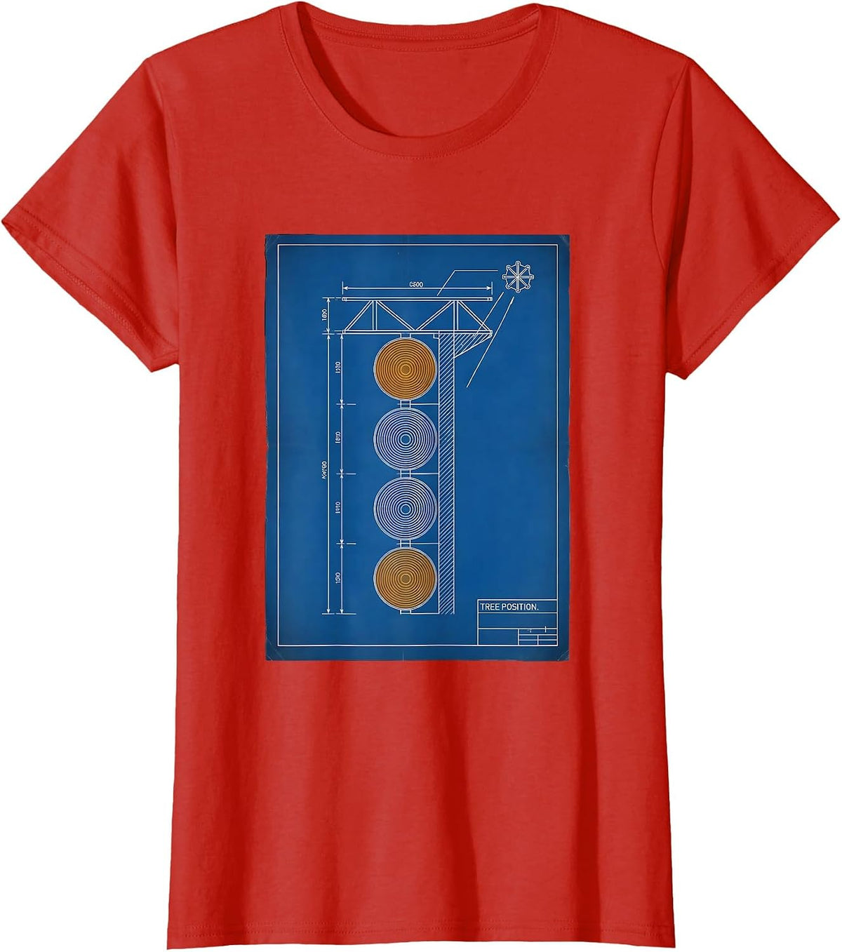 Tree Position Technical Blueprint RC Car Racing American T-Shirt - Red