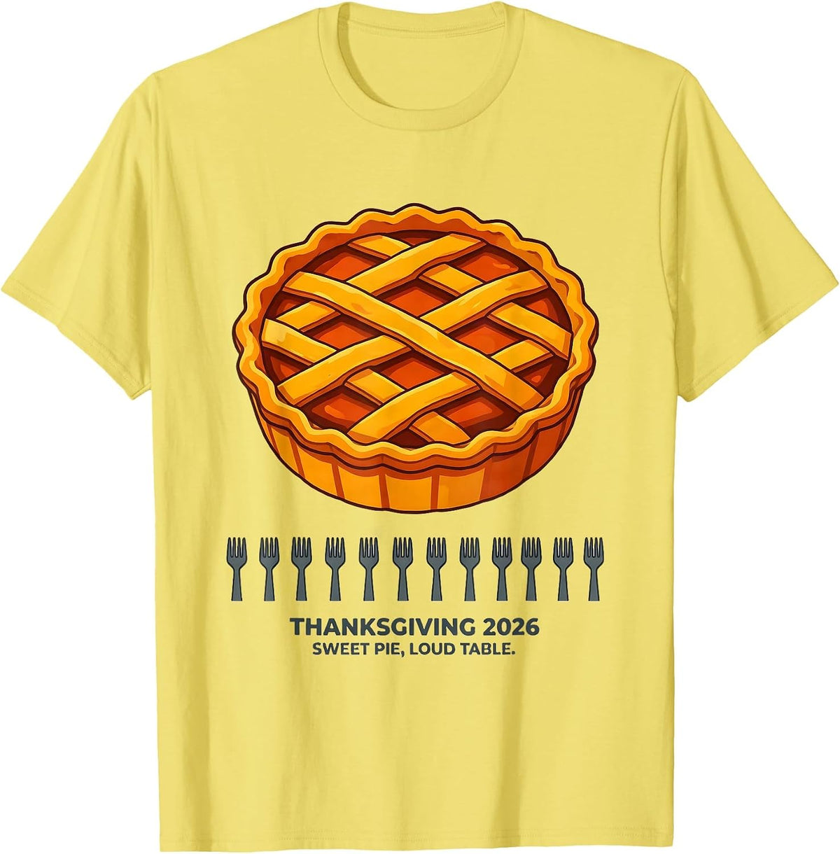 Men's Thanksgiving 2026 Sweet Pie Loud Table Family T-Shirt - Lemon Yellow